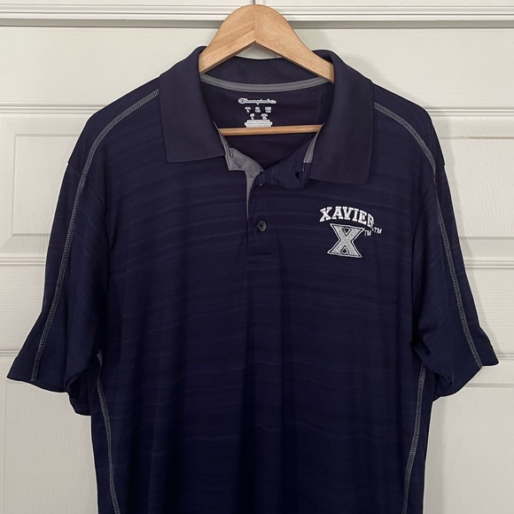 {Champion} Xavier University Musketeers Short Sleeve Polo in Navy - Mens Large - Picture 2 of 12